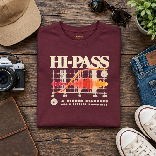 Hi-Pass Audio Tee — 'Cut the Noise, Keep the Essentials' Soundwave Graphic T-Shirt