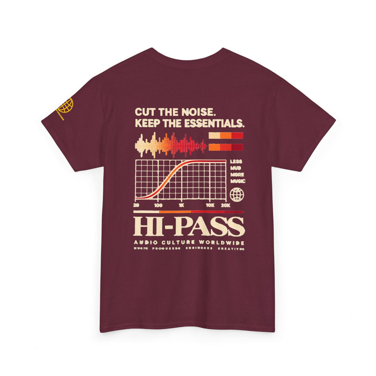 Hi-Pass Audio Tee — 'Cut the Noise, Keep the Essentials' Soundwave Graphic T-Shirt